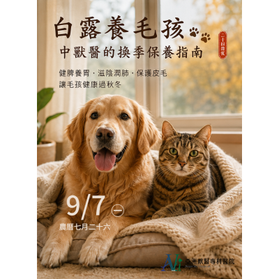 9/4 白露養毛孩：中獸醫的換季保養指南